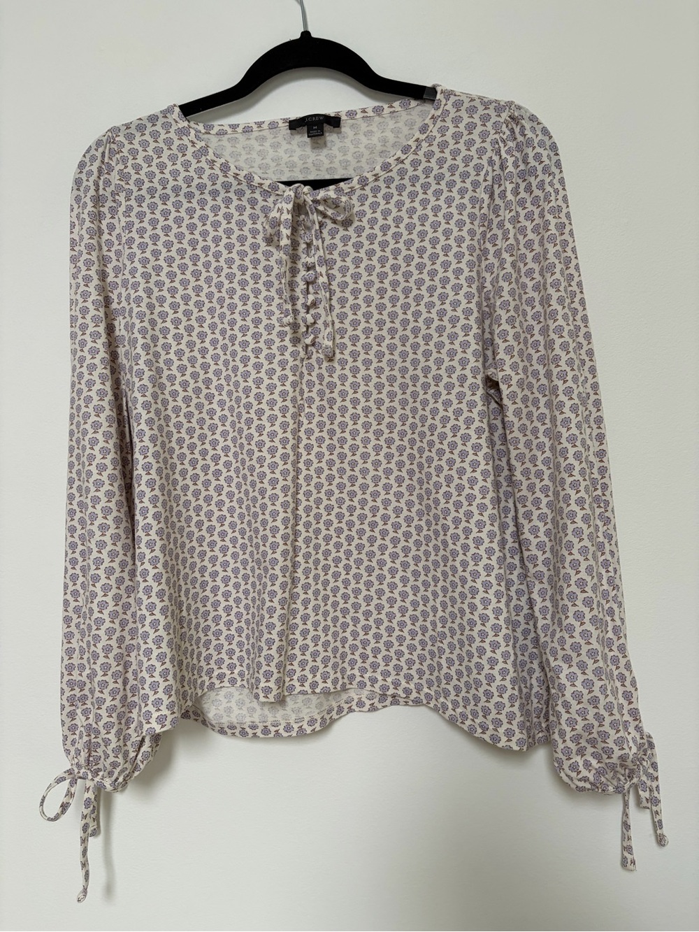 J.Crew Hyacinth Floral Cotton Jersey Button-front Top Size Medium Lavender White